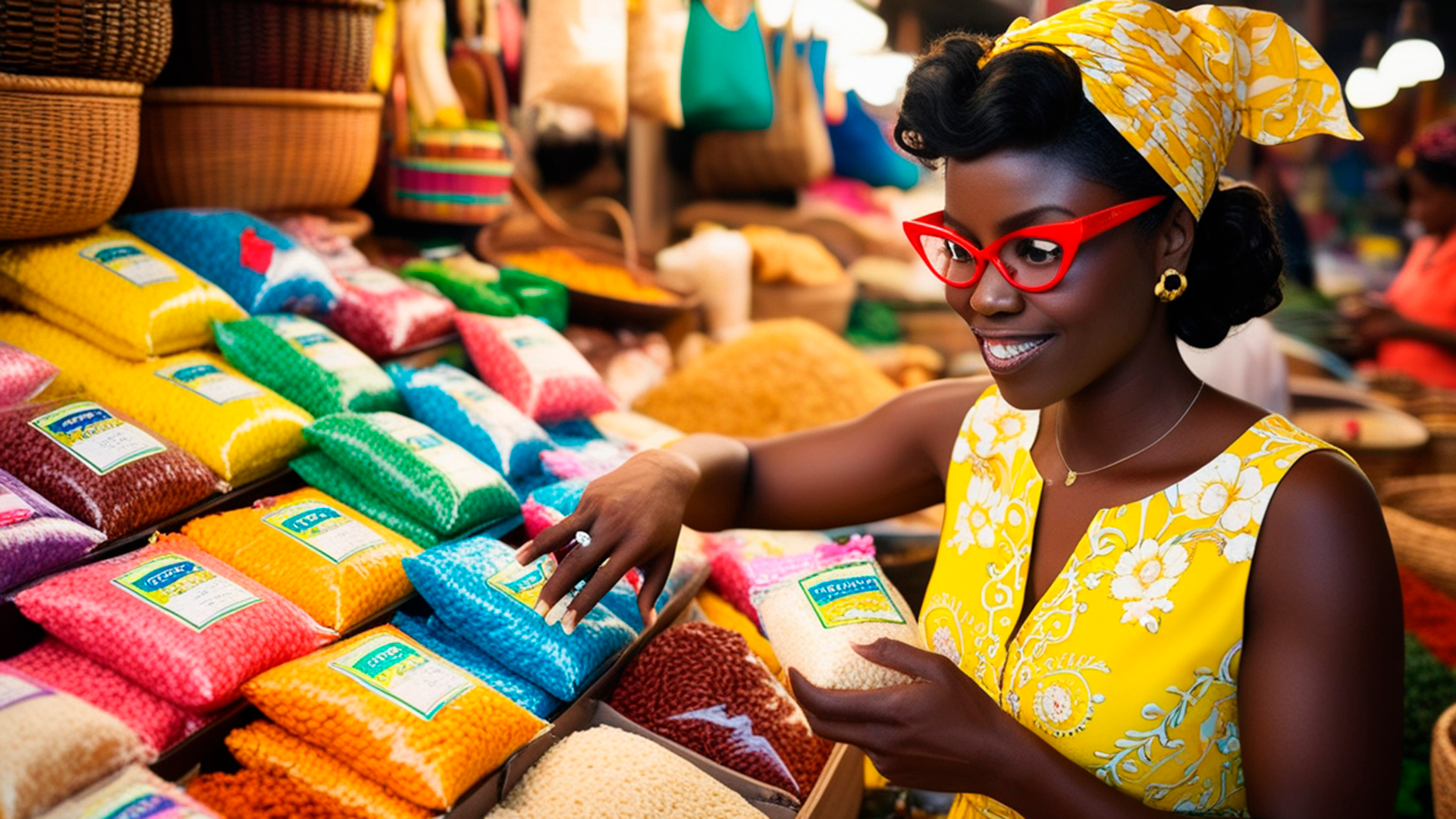 Mulher comprando arroz